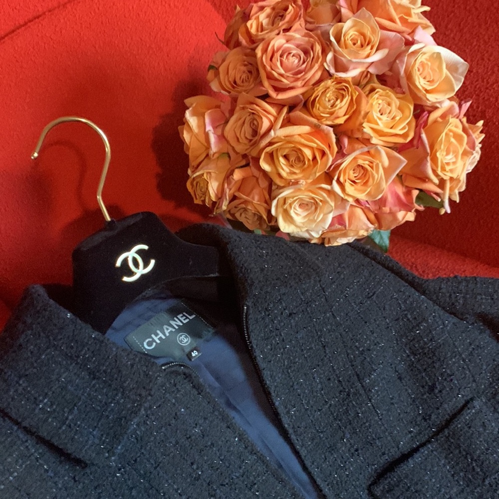 Chanel Dark Navy with silver subtle threads